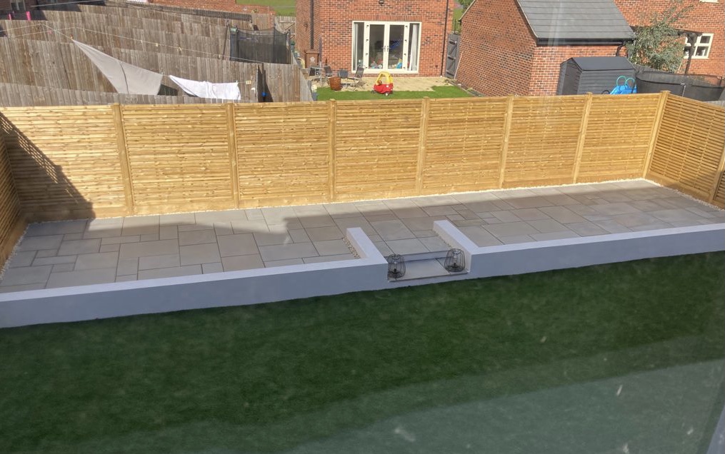 Patio area after landscaping work